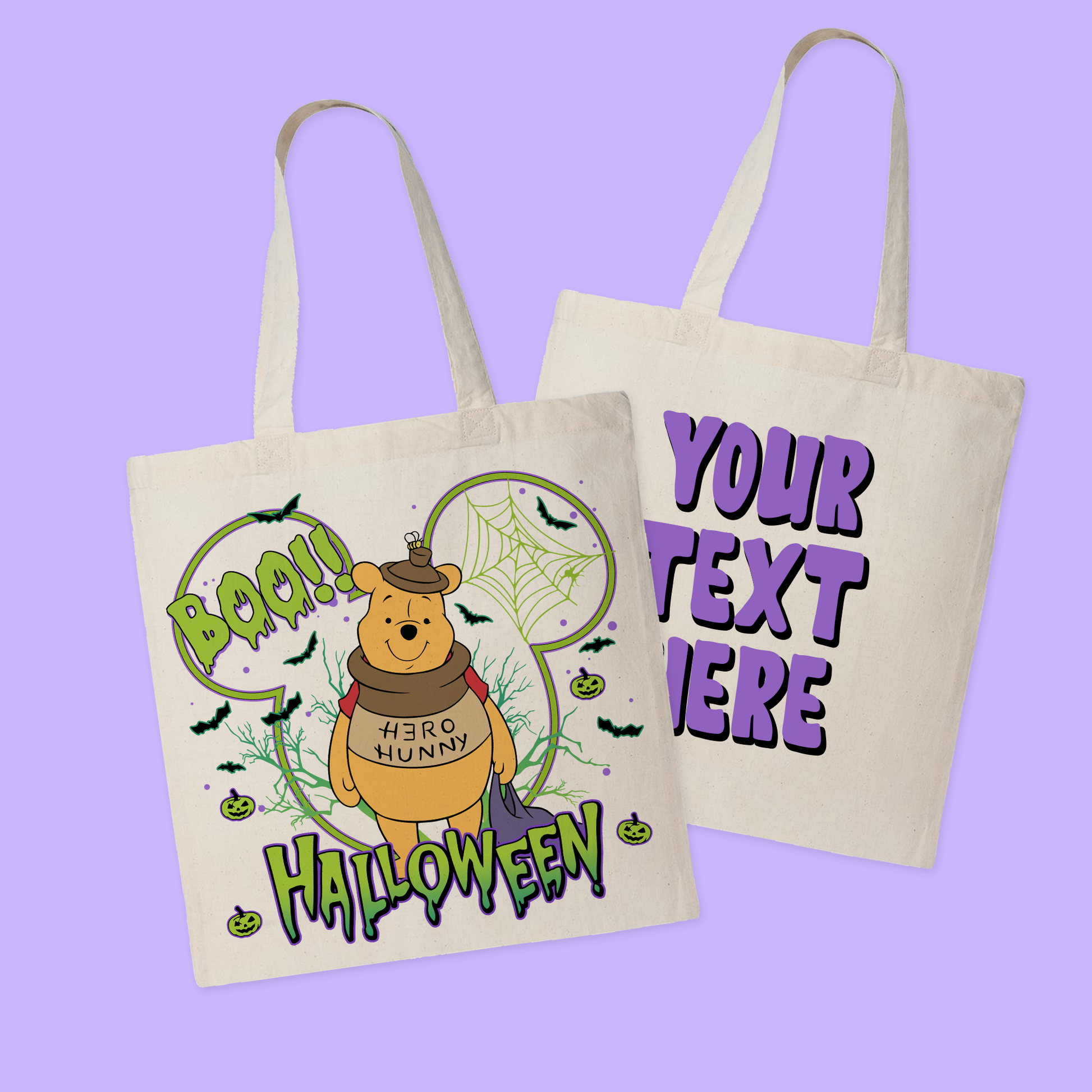 Disney Personalized Halloween Tote Bag - Pooh - Two Crafty Gays