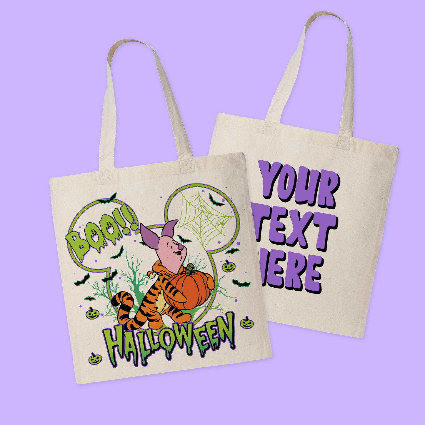 Disney Personalized Halloween Tote Bag - Pooh - Two Crafty Gays