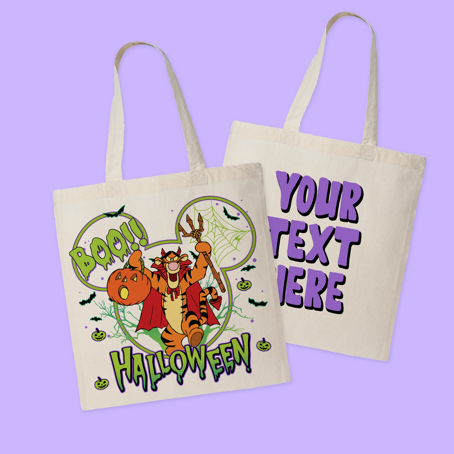 Disney Personalized Halloween Tote Bag - Pooh - Two Crafty Gays