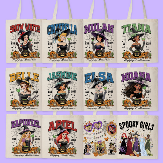 Disney Personalized Halloween Tote Bag - Princesses - Two Crafty Gays