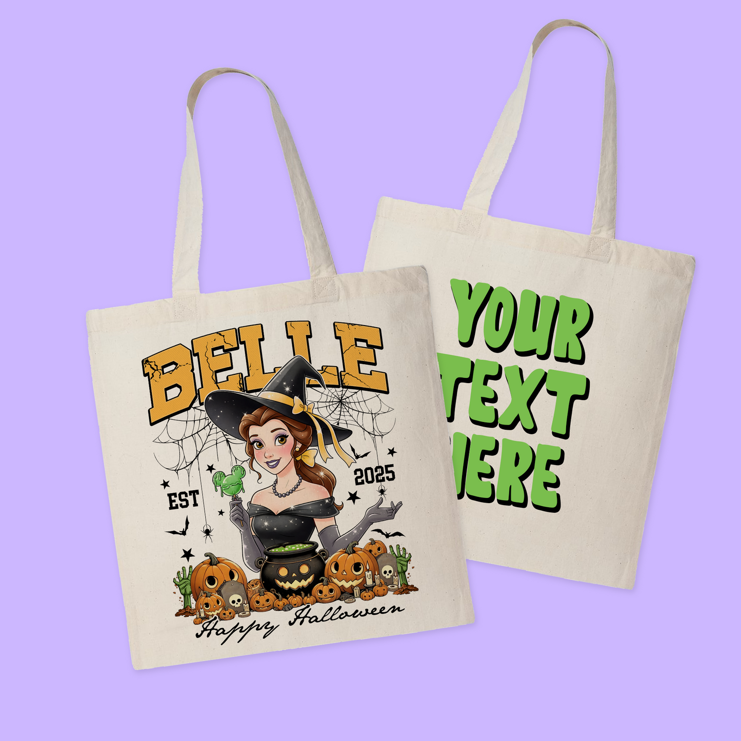 Disney Personalized Halloween Tote Bag - Princesses - Two Crafty Gays