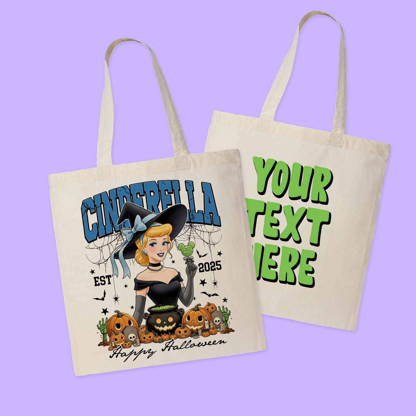 Disney Personalized Halloween Tote Bag - Princesses - Two Crafty Gays