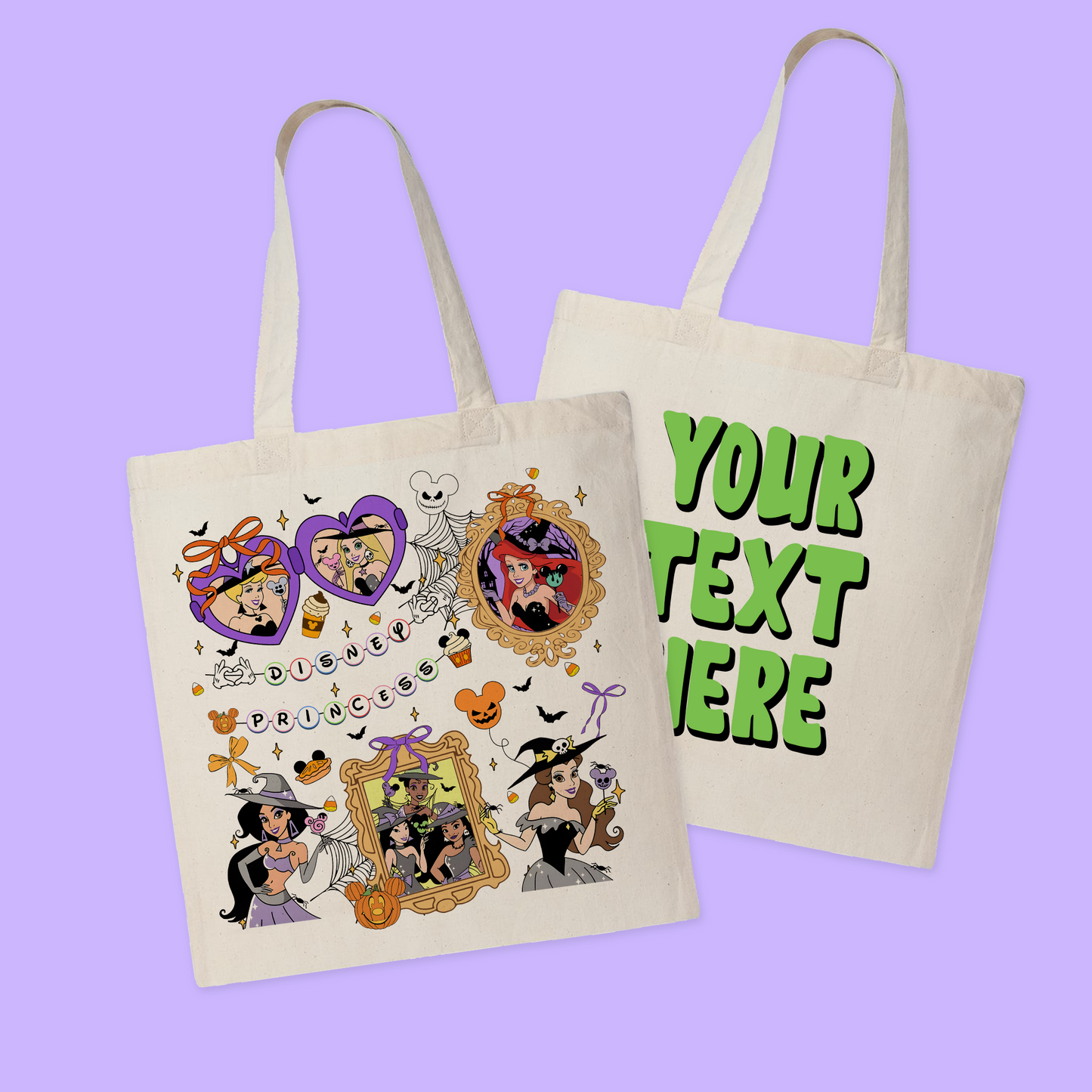 Disney Personalized Halloween Tote Bag - Princesses - Two Crafty Gays