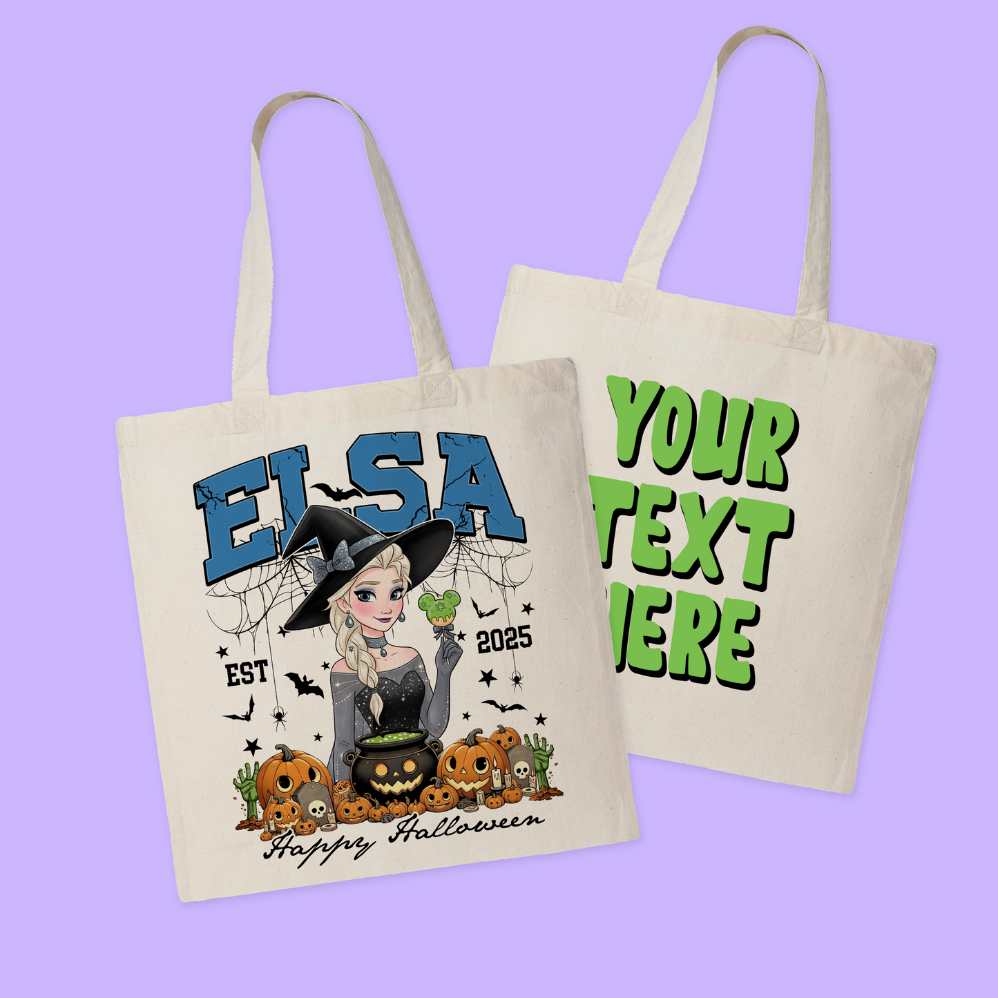 Disney Personalized Halloween Tote Bag - Princesses - Two Crafty Gays