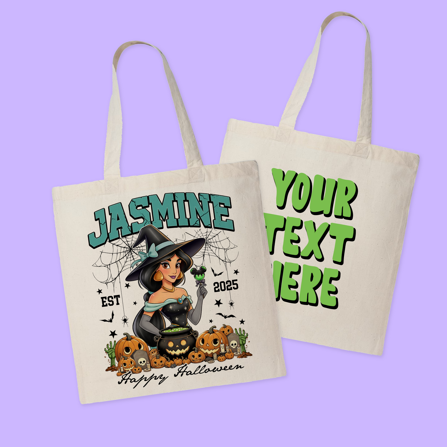 Disney Personalized Halloween Tote Bag - Princesses - Two Crafty Gays