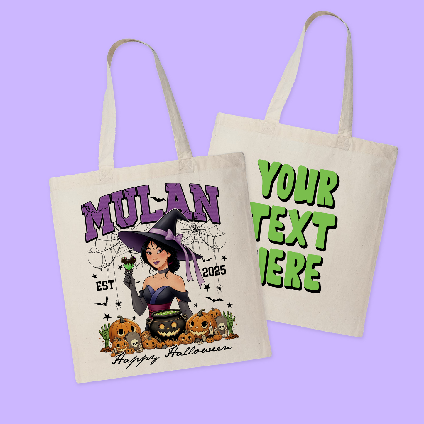 Disney Personalized Halloween Tote Bag - Princesses - Two Crafty Gays