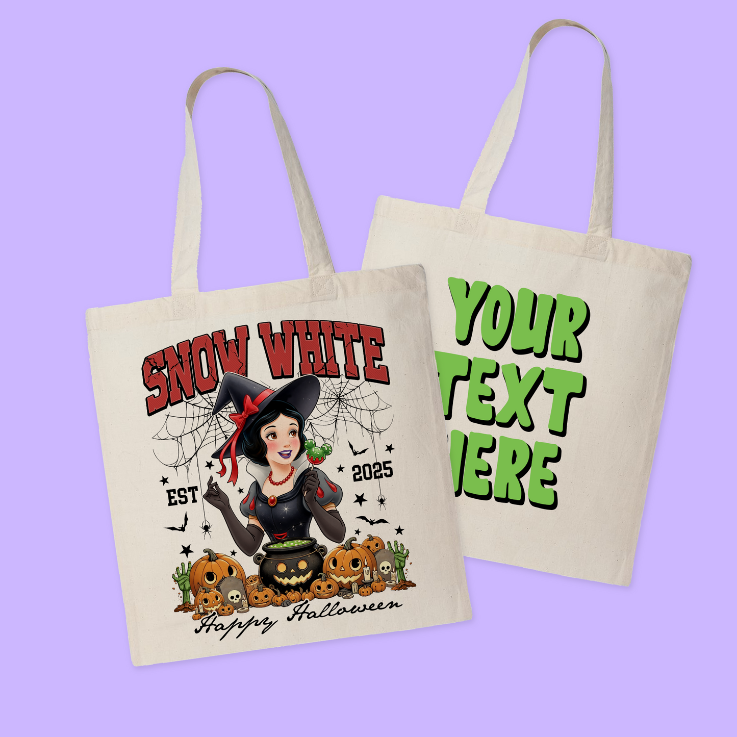 Disney Personalized Halloween Tote Bag - Princesses - Two Crafty Gays