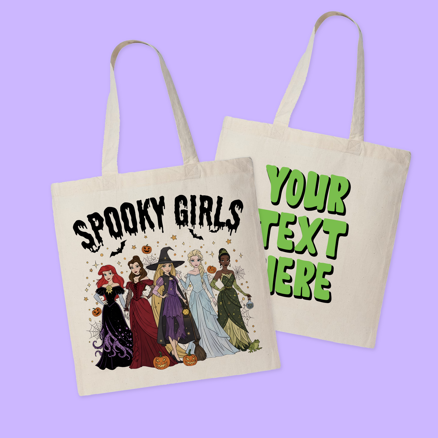 Disney Personalized Halloween Tote Bag - Princesses - Two Crafty Gays