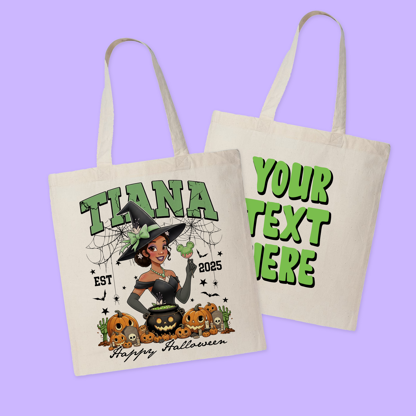 Disney Personalized Halloween Tote Bag - Princesses - Two Crafty Gays