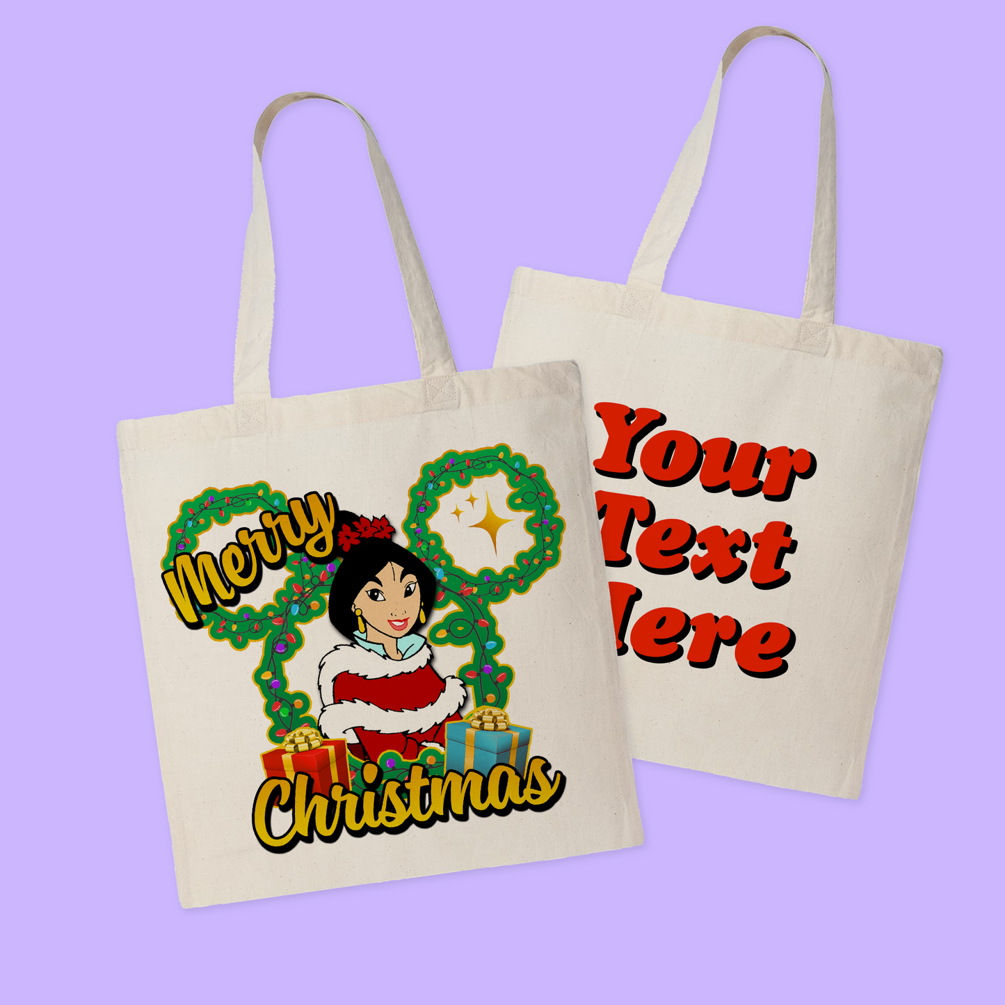 Disney Personalized Christmas Tote Bag - Princesses - Two Crafty Gays