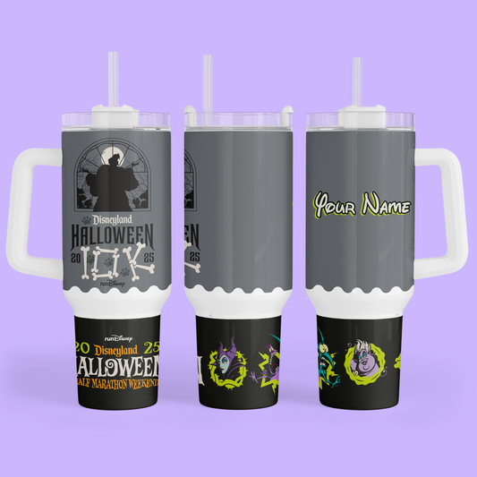 RunDisney Personalized 40 oz Tumbler - 2025 Halloween Half Marathon Weekend - Two Crafty Gays
