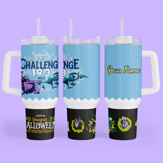 RunDisney Personalized 40 oz Tumbler - 2025 Halloween Half Marathon Weekend - Two Crafty Gays