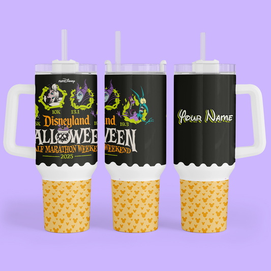 RunDisney Personalized 40 oz Tumbler - 2025 Halloween Half Marathon Weekend - Two Crafty Gays