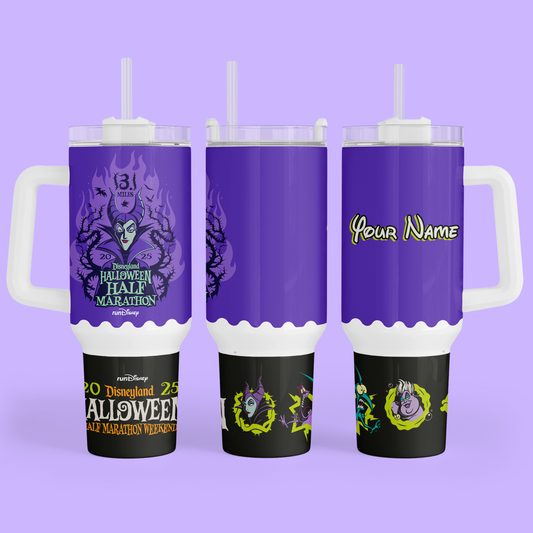 RunDisney Personalized 40 oz Tumbler - 2025 Halloween Half Marathon Weekend - Two Crafty Gays