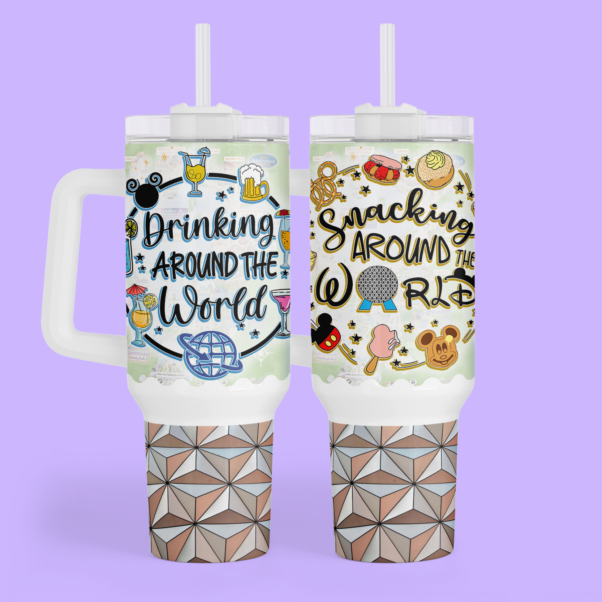 Disney Epcot 40 oz Tumbler - Snacking Around the World - Two Crafty Gays