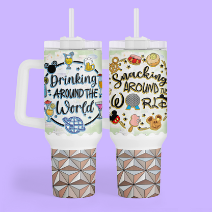 Disney Epcot 40 oz Tumbler - Snacking Around the World - Two Crafty Gays
