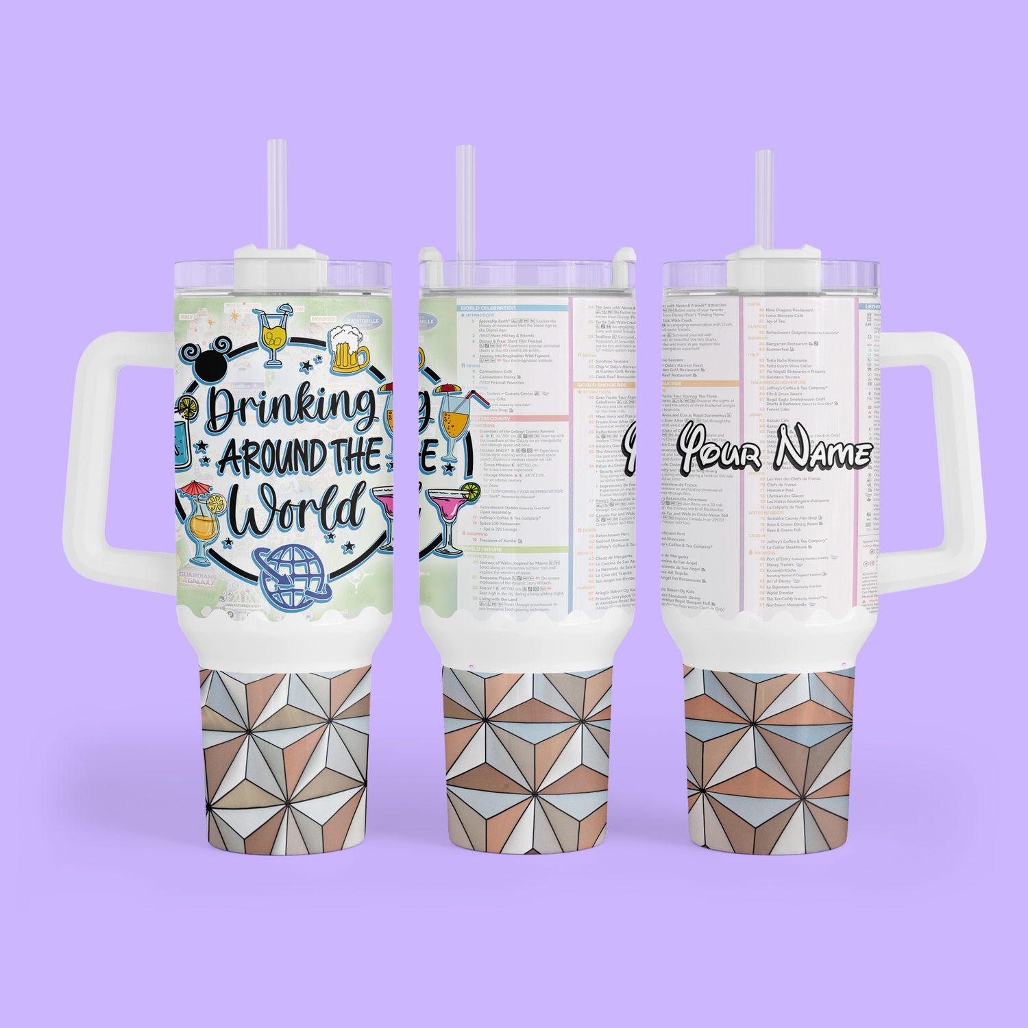 Disney Epcot 40 oz Tumbler - Drinking Around the World - Two Crafty Gays