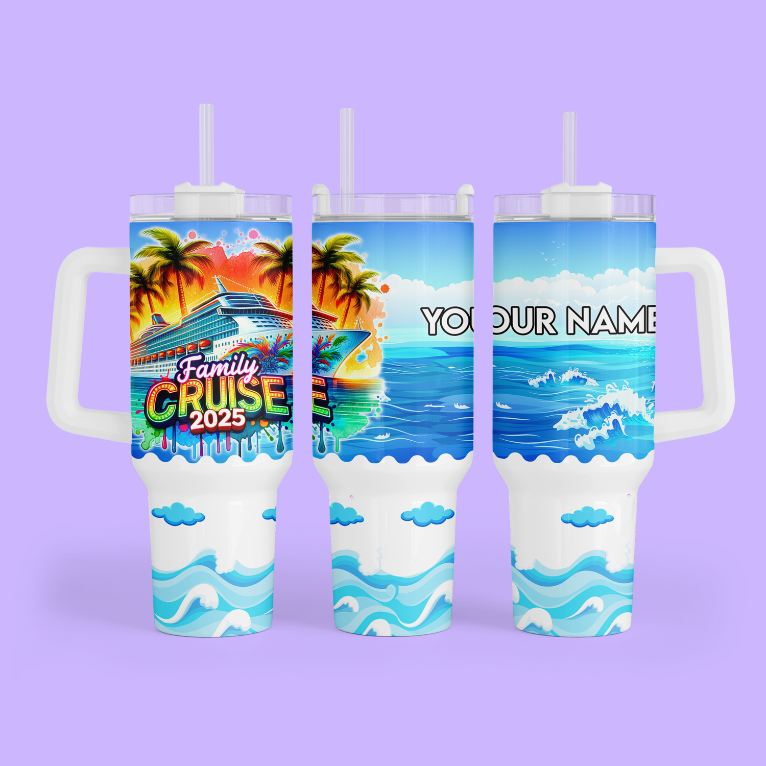 Cruise 40 oz Quencher Tumbler - Family Cruise 2025 - Two Crafty Gays