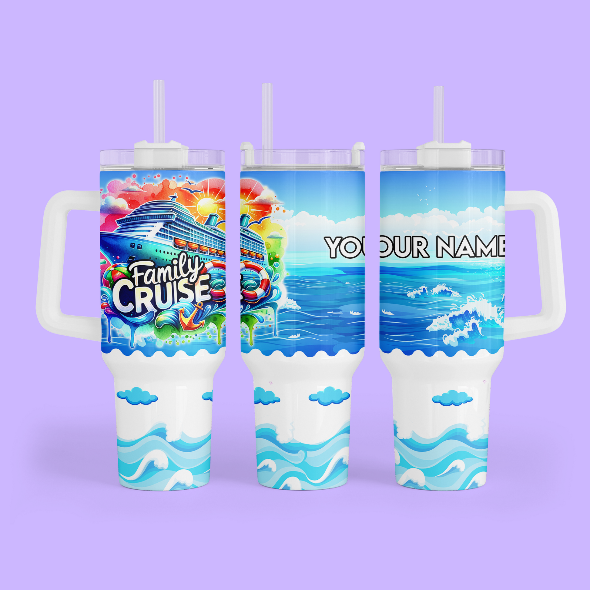 Cruise 40 oz Quencher Tumbler - Family Cruise - Two Crafty Gays
