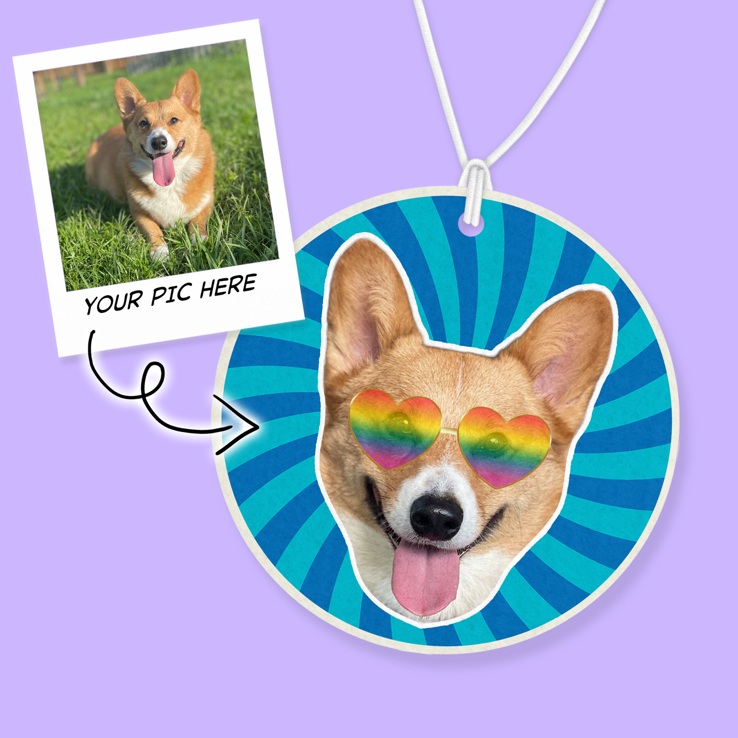 Custom Photo Air Freshener - Groovy Pet - Two Crafty Gays