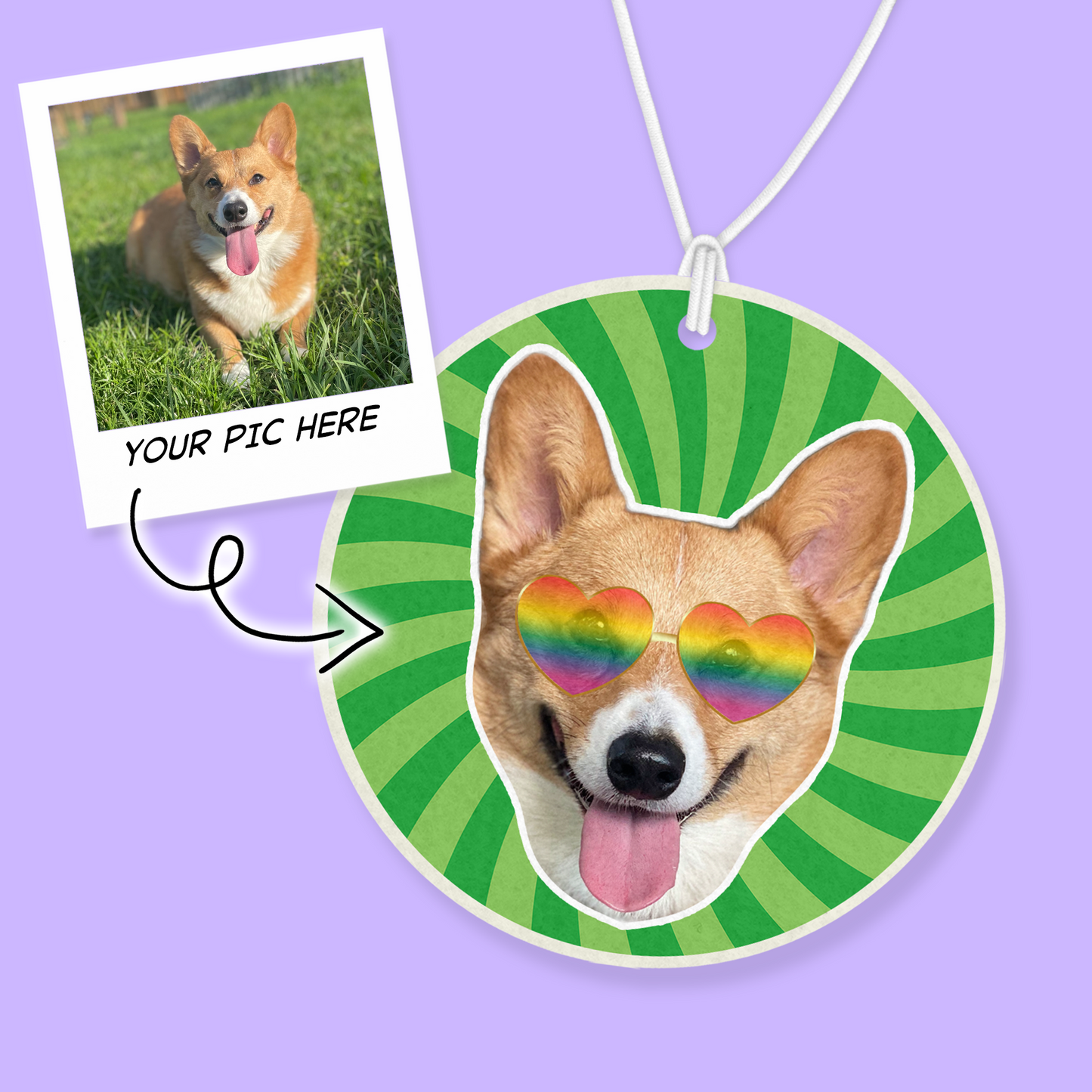Custom Photo Air Freshener - Groovy Pet - Two Crafty Gays