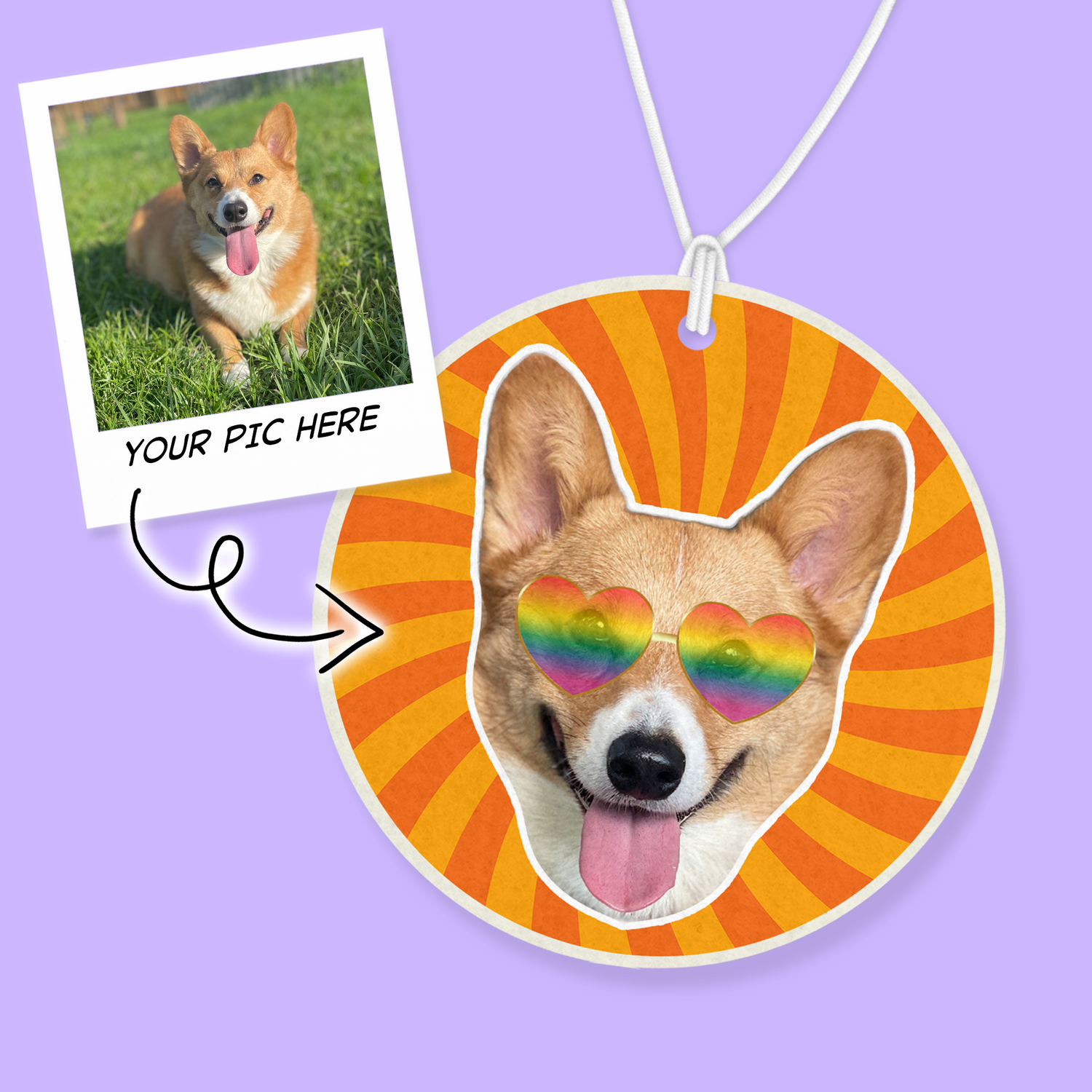 Custom Photo Air Freshener - Groovy Pet - Two Crafty Gays