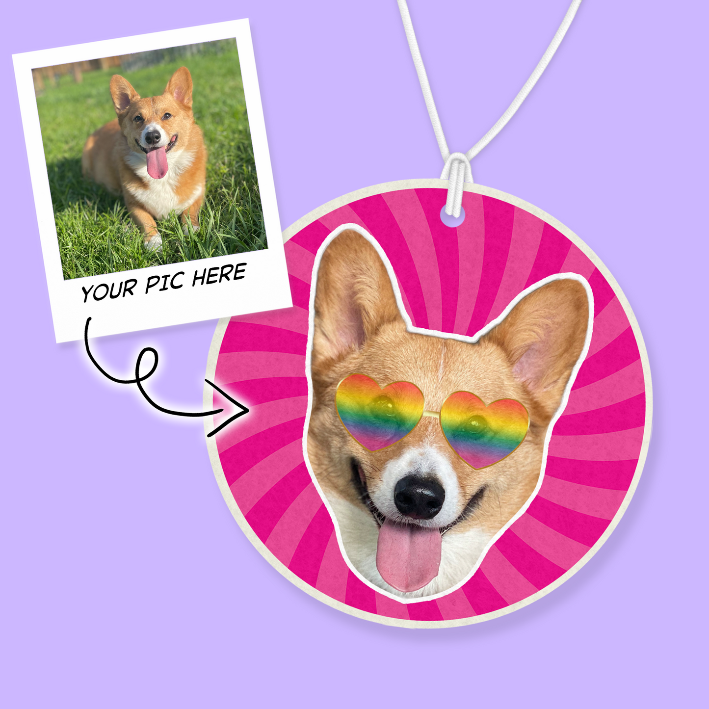 Custom Photo Air Freshener - Groovy Pet - Two Crafty Gays