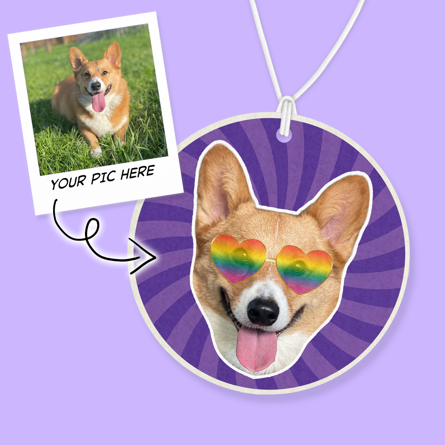 Custom Photo Air Freshener - Groovy Pet - Two Crafty Gays