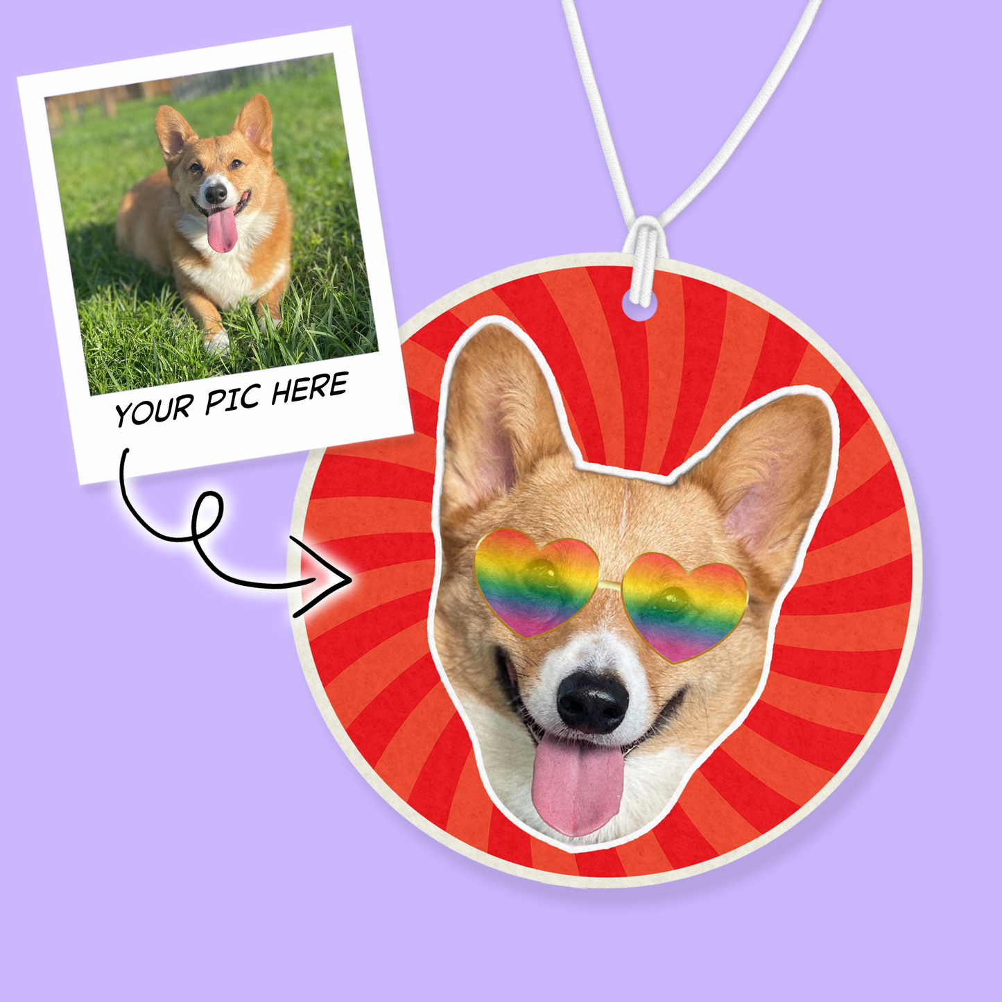 Custom Photo Air Freshener - Groovy Pet - Two Crafty Gays