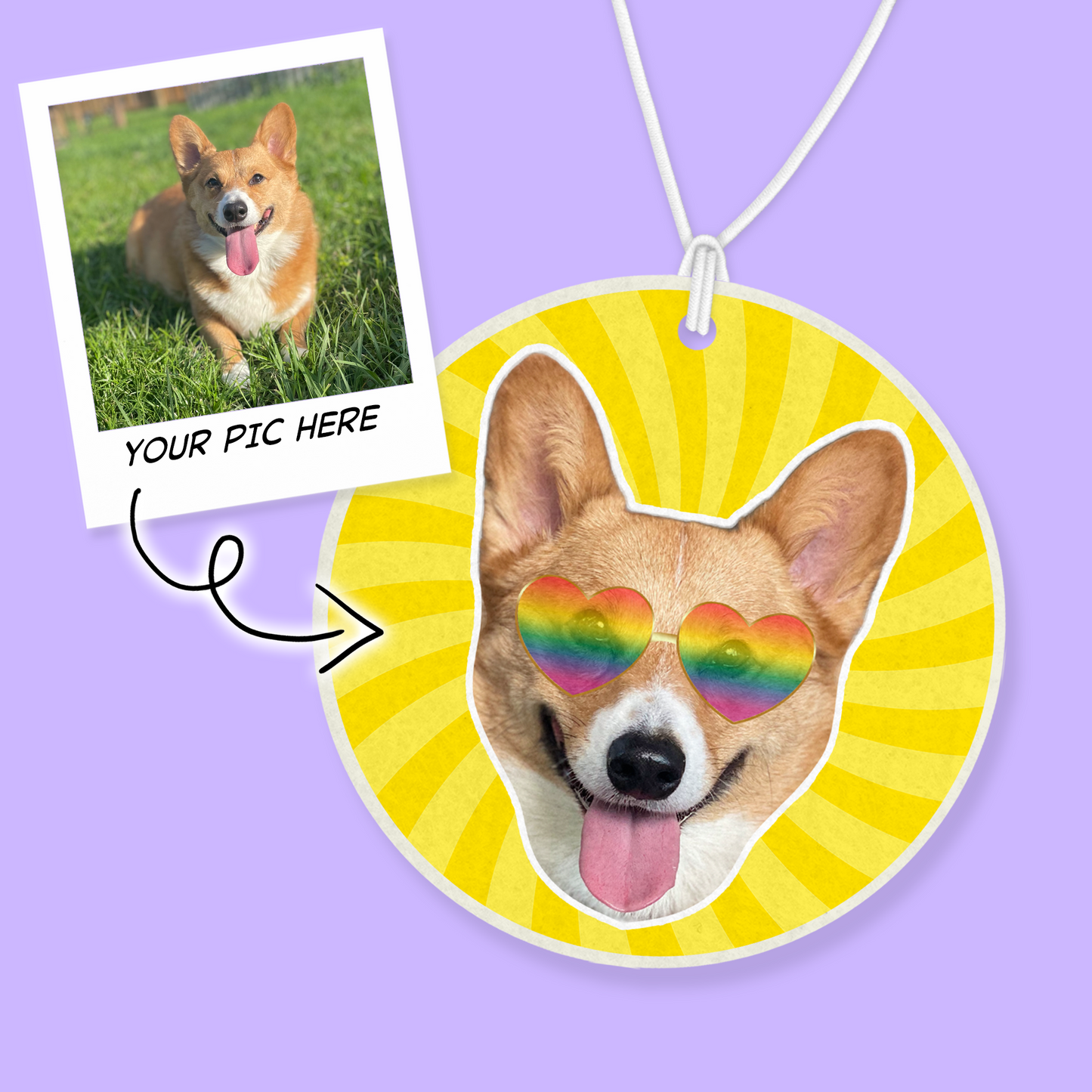 Custom Photo Air Freshener - Groovy Pet - Two Crafty Gays
