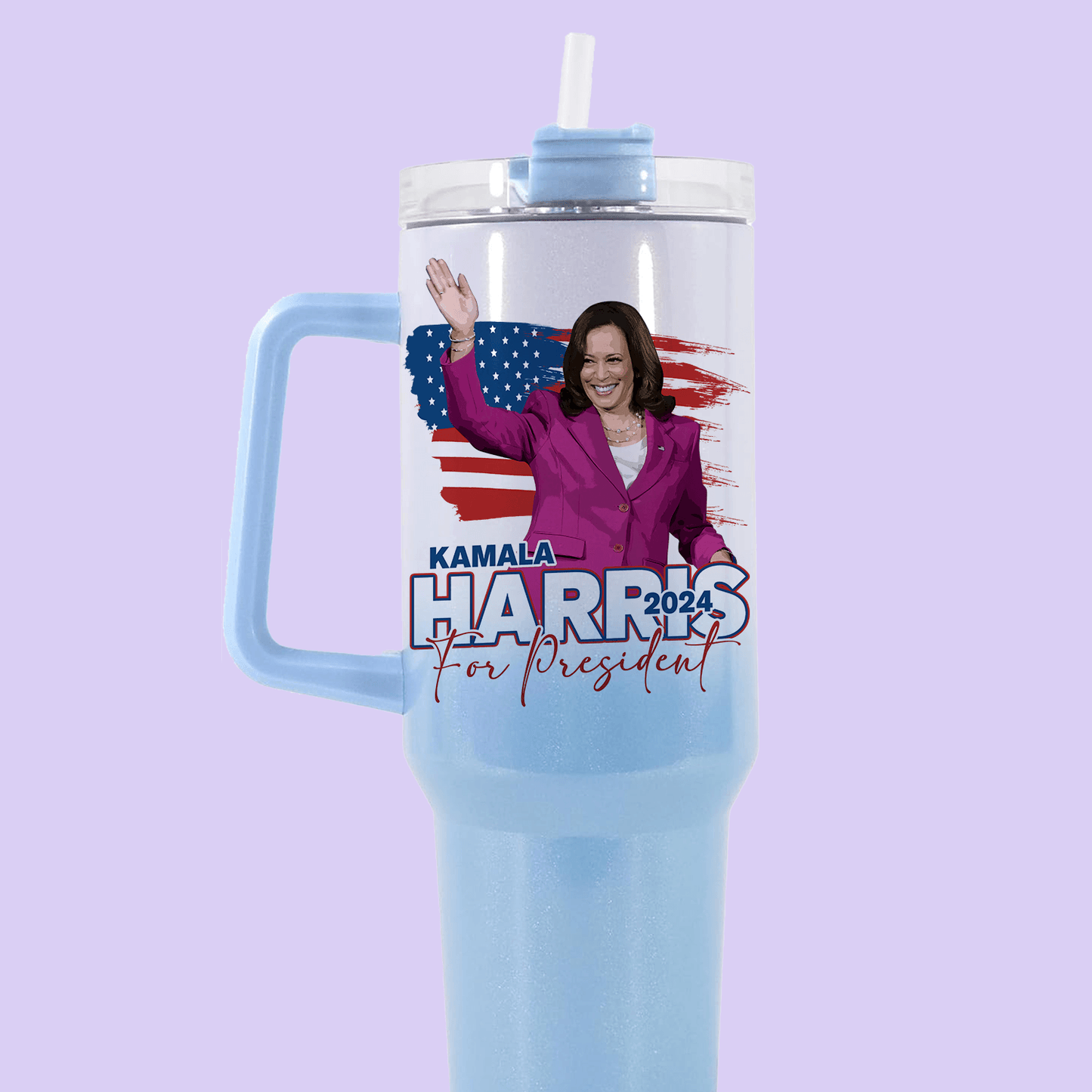 Kamala Harris 40oz Quencher Tumbler - Flag