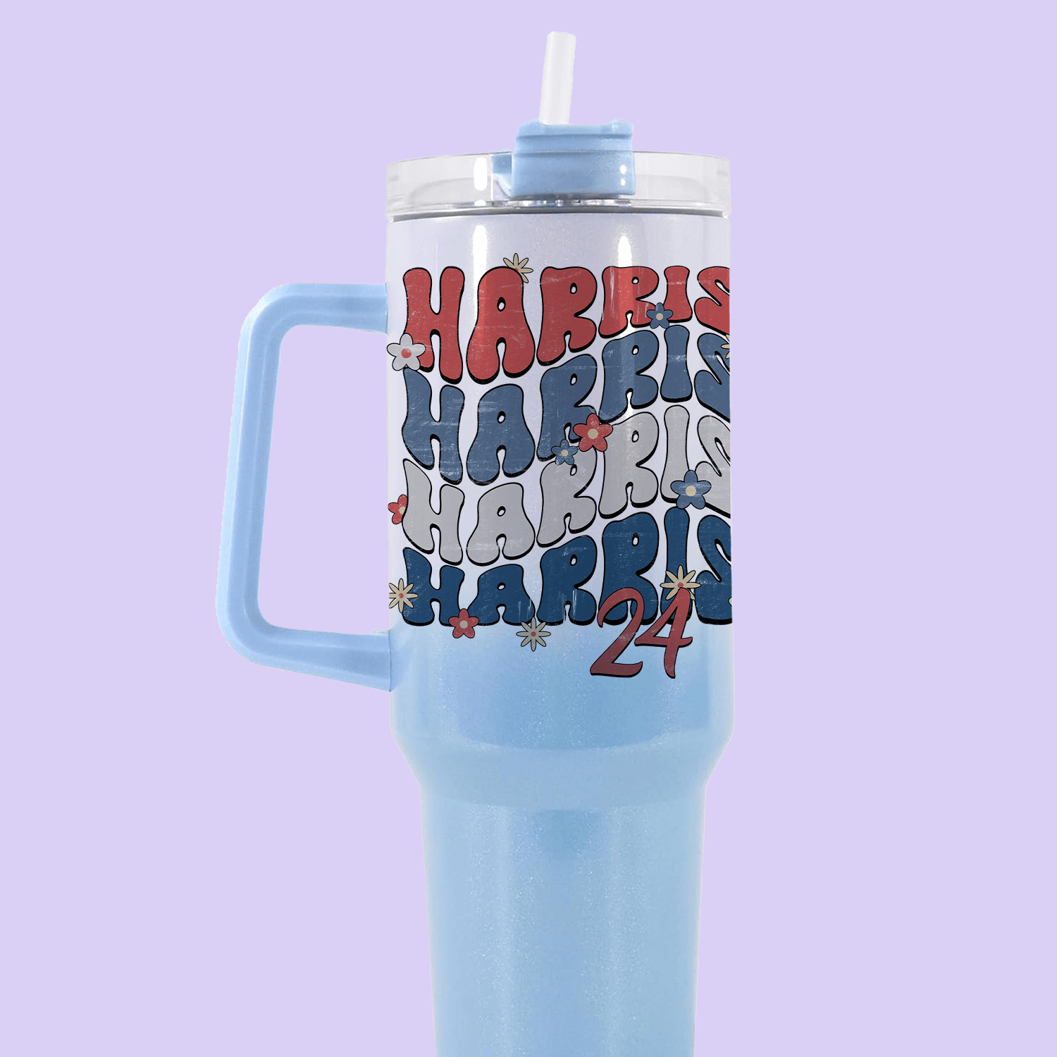 Kamala Harris 40oz Quencher Tumbler - Wavy Text