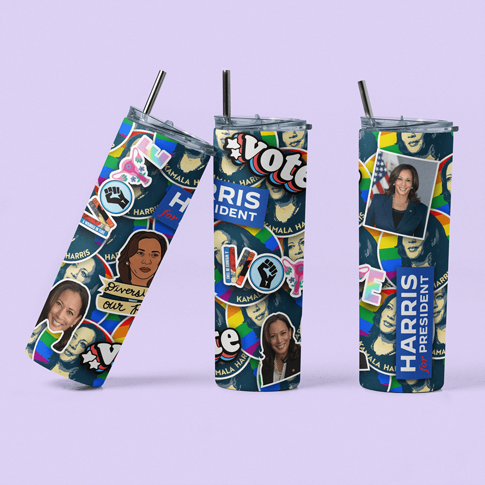 Kamala Harris 2024 Personalized Tumbler Cup - Collage