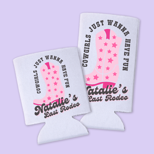 Last Rodeo Personalized Bachelorette Can Coolers - Two Crafty Gays