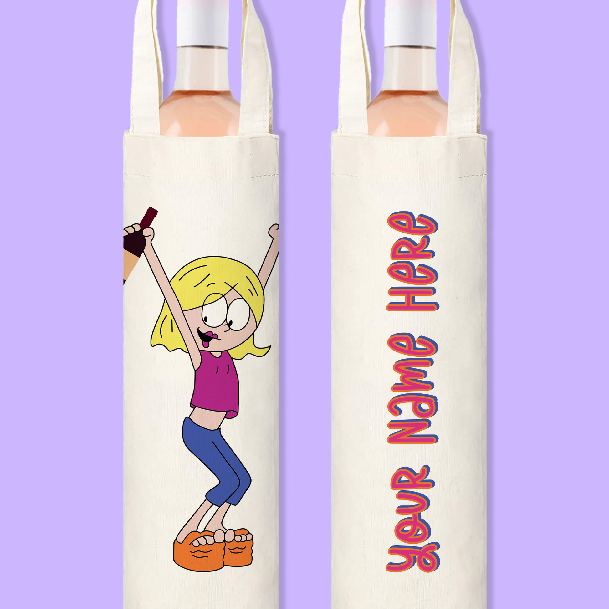 Lizzie McGuire Personalized Canvas Wine Bag - Two Crafty Gays