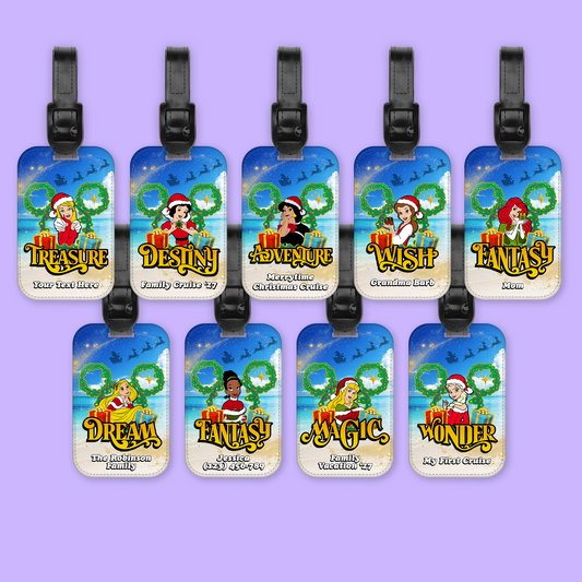 Disney Cruise Line Personalized Christmas Luggage Tag - Princesses - Two Crafty Gays