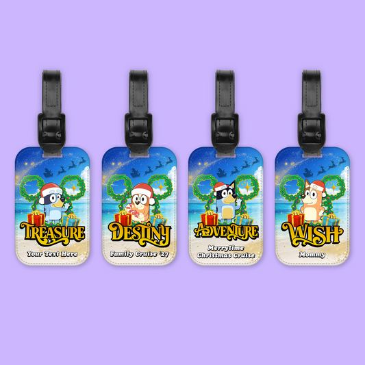 Disney Cruise Line Personalized Christmas Luggage Tag - Bluey - Two Crafty Gays
