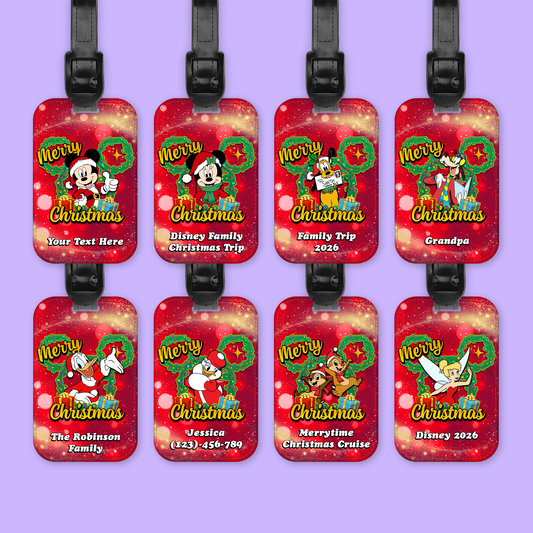 Disney Personalized Christmas Luggage Tag - Mickey & Friends - Two Crafty Gays