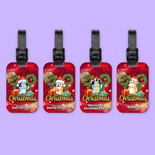 Disney Personalized Christmas Luggage Tag - Bluey - Two Crafty Gays