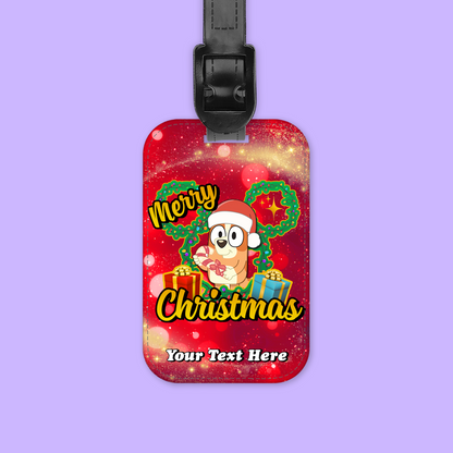 Disney Personalized Christmas Luggage Tag - Bluey - Two Crafty Gays