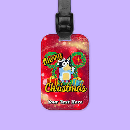 Disney Personalized Christmas Luggage Tag - Bluey - Two Crafty Gays