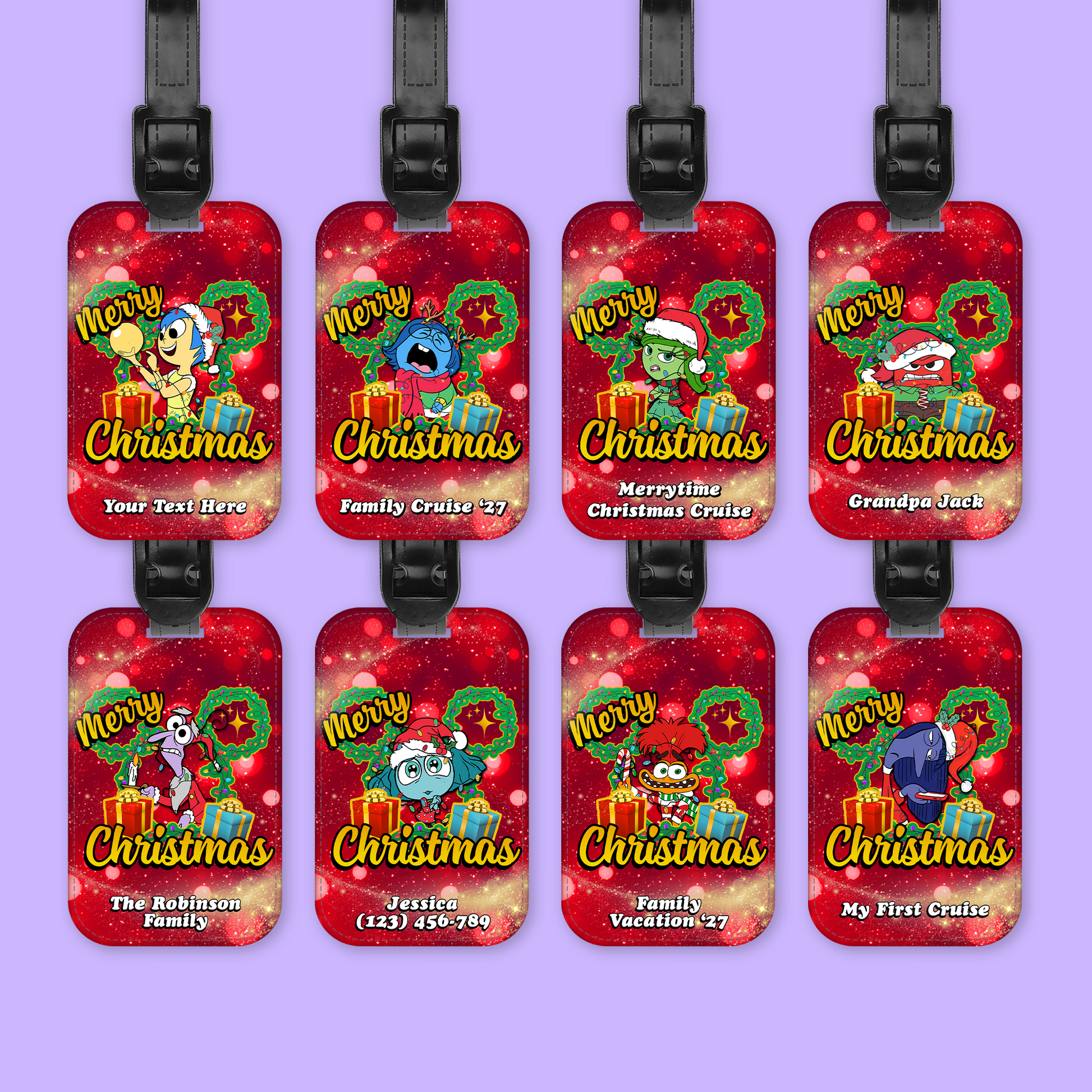 Disney Personalized Christmas Luggage Tag - Inside Out - Two Crafty Gays