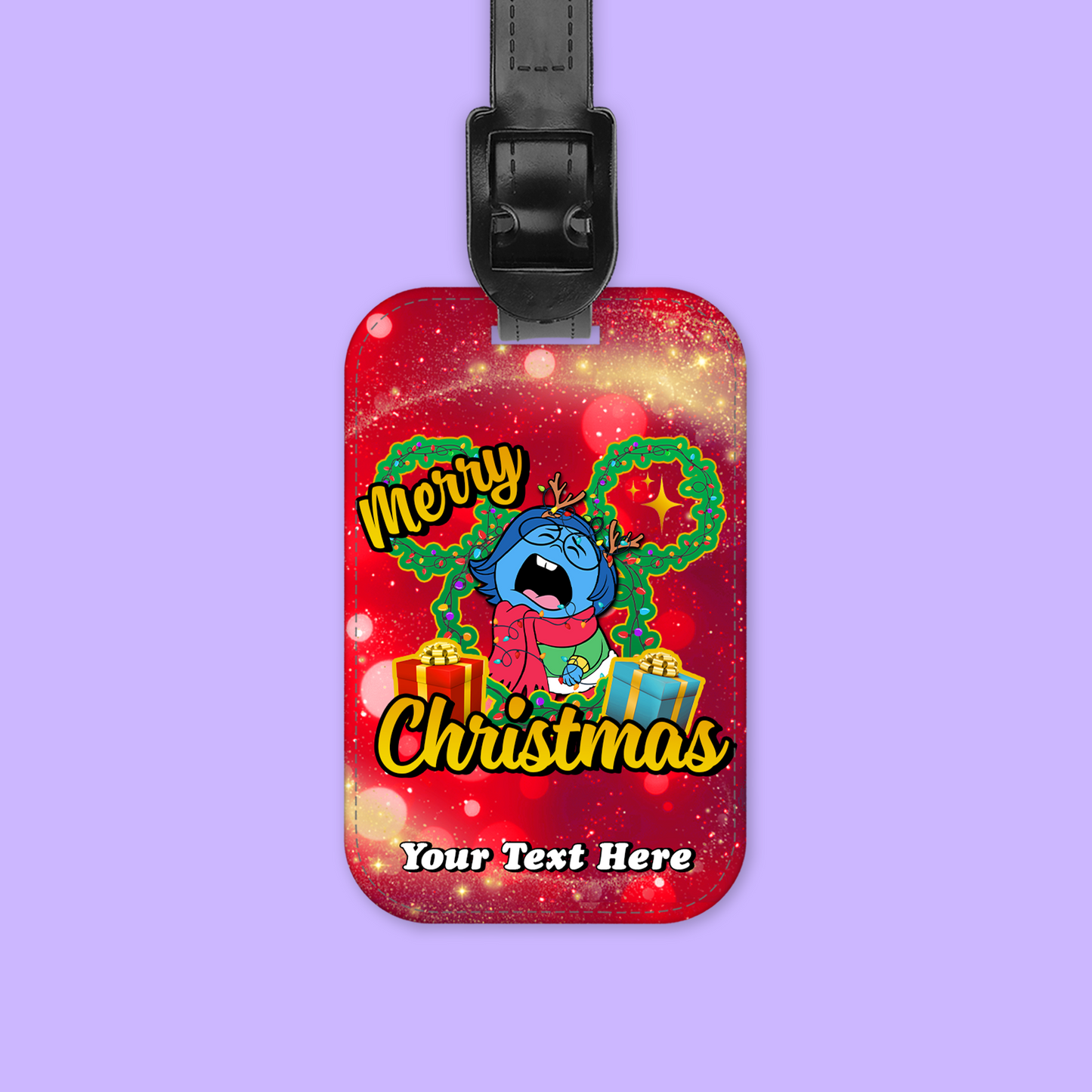 Disney Personalized Christmas Luggage Tag - Inside Out - Two Crafty Gays