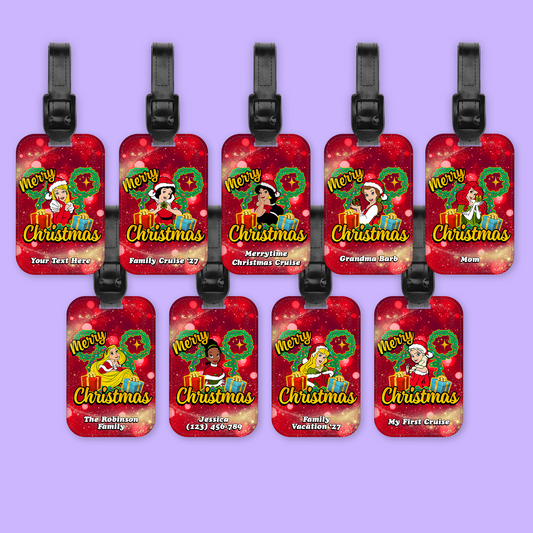 Disney Personalized Christmas Luggage Tag - Princesses - Two Crafty Gays