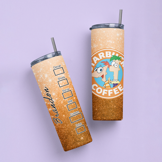 Phineas & Ferb Starbucks Tumbler Cup - Two Crafty Gays