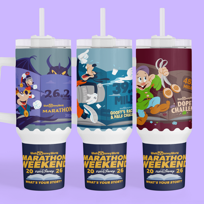 RunDisney Personalized 40 oz Tumbler - 2026 Marathon Weekend - Two Crafty Gays