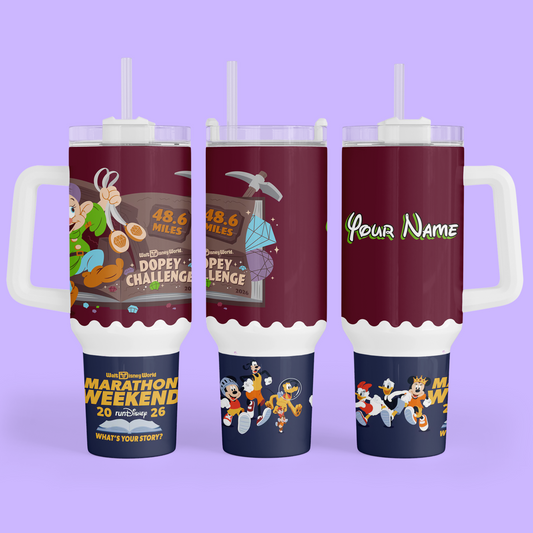 RunDisney Personalized 40 oz Tumbler - 2026 Marathon Weekend - Two Crafty Gays