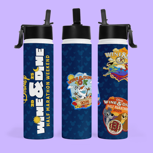 RunDisney Personalized Water Bottle - Wine & Dine 2025 - Two Crafty Gays