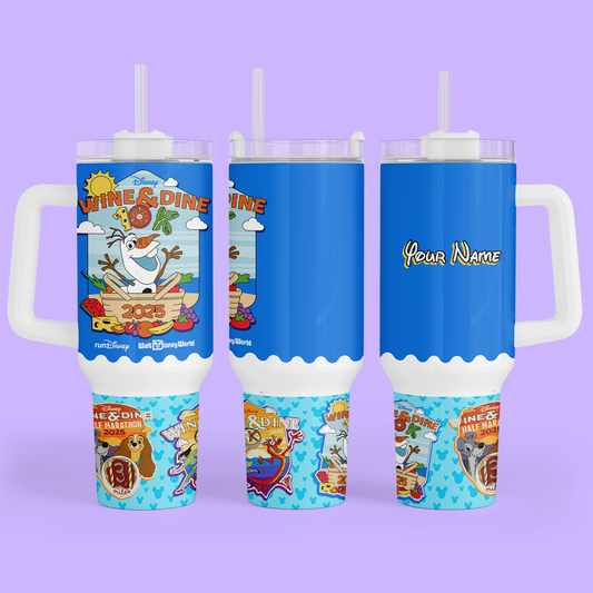 RunDisney Personalized 40 oz Tumbler - Wine & Dine 2025 - Two Crafty Gays