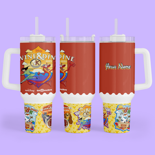 RunDisney Personalized 40 oz Tumbler - Wine & Dine 2025 - Two Crafty Gays
